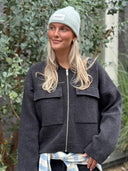 Grijze wollen bomberjacket