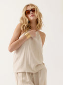 Beige linnenmix top marena