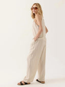 Beige linnenmix top marena