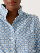 Blauwe broderie blouse kathleen