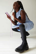 lang lila telefoonkoord met parel detail long cord lavender