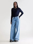 Blauwe wide leg jeans pops