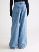 Blauwe wide leg jeans pops