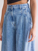 Blauwe wide leg jeans pops