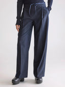 Donkerblauwe broek met streep turin