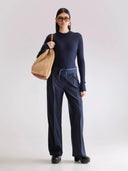 Donkerblauwe broek met streep turin