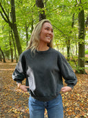 Donkergrijze oversized sweater trig