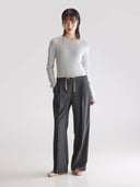 Grijze broek met plooien turin