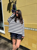 Donkerblauwe short met kant kasia