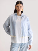 Licht blauw gestreepte blouse glow
