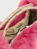 Roze fake fur tas helcro