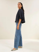 Blauwe jeans begum mid denim pants