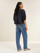 Blauwe jeans begum mid denim pants