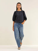 Blauwe jeans begum mid denim pants