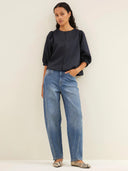 Blauwe jeans begum mid denim pants
