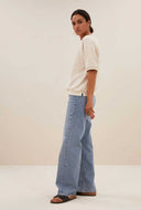 Licht beige neva slub top