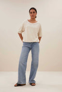 Licht beige neva slub top