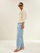 Beige gebreide trui lune fifa pullover