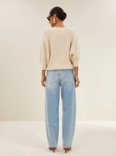 Beige gebreide trui lune fifa pullover