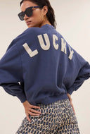 Donkerblauwe sweater bibi lucky curve sweater