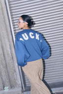 Donkerblauwe sweater bibi lucky curve sweater