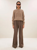 Lichtbruine gebreide pullover zoe