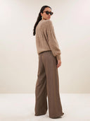 Lichtbruine gebreide pullover zoe