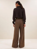 Bruine pantalon benji tweed pants latte
