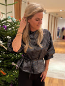 Metallic top christi silver blouse