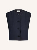 Donkerblauw gilet met strepen nori pinstripe gilet