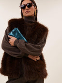 Donkerbruin faux fur gilet mona