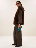 Donkerbruin faux fur gilet mona