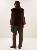 Donkerbruin faux fur gilet mona