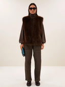 Donkerbruin faux fur gilet mona