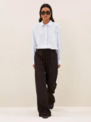 Bruine pantalon met krijtstreep pelle
