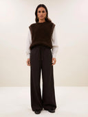 Bruine pantalon met krijtstreep pelle