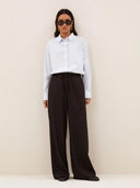 Bruine pantalon met krijtstreep pelle