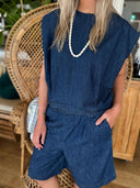 Donkere denim top ginza