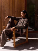 Gestreepte trui diagonal natural pullover biscuit