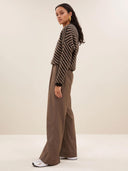 Gestreepte trui diagonal natural pullover biscuit