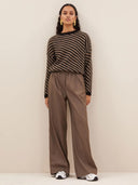Gestreepte trui diagonal natural pullover biscuit