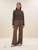 Gestreepte trui diagonal natural pullover biscuit