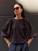 Geruite top jet check blouse