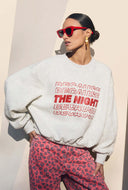 Lichtgrijze sweater met opdruk bodil nights sweater