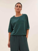 Groene badstof top neva slub