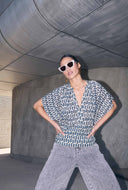 multi cheetah blouse vina paris