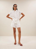 Witte broderie blouse karly flower