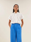 Witte broderie blouse karly flower