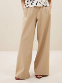 Beige wide leg pantalon benji canvas