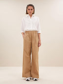 Camel broek benji poplin pants